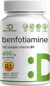 Бенфотиамин премиум-класса Deal Supplement Benfotiamine 600mg 180 капсул