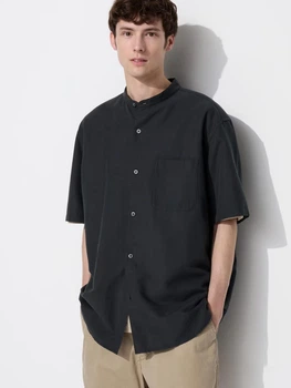 Сорочка бавовняна чоловіча Uniqlo 592190745 S Чорна (1159816610)