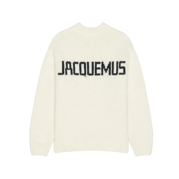 Свитер с логотипом Jacquemus из смеси альпаки 236KN284-2329-470 Размер M Белый