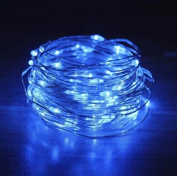 Гірлянда світлодіодна на батарейках нитка з USB 10 метрів 100LED Синій
