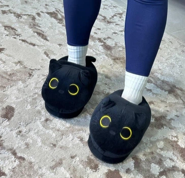 Тапочки Кігурумі іграшки Kigurumi Чорний Кіт Плюшеві Чоловічі Чорний 36-43 (М753211)