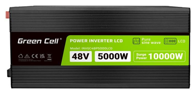 Інвертор Greencell LCD 48 В/230 В 5000 Вт/10000 Вт Чиста синусоїда (INVGC48P5000LCD)