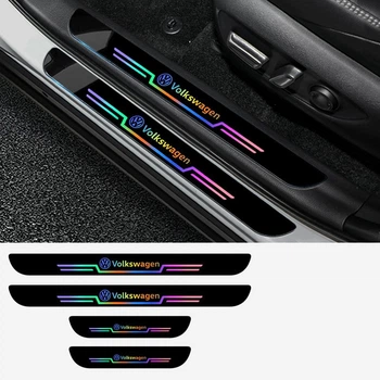 Защитные накладки на пороги для авто 4шт комплект Volkswagen черные (ТЮН104)