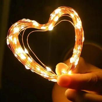 Гирлянда нить "Роса" светодиодная 20 м 200 LED на серебряной проволоке USB с пультом д/к, теплый свет RS-44