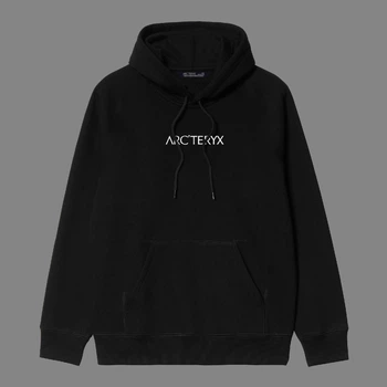 Худи унисекс с рисунком логотипа на фоне градиентных гор Arcteryx размер S черного цвета