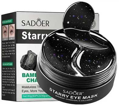 Патчі для очей з бамбуковим вугіллям - Sadoer Bamboo Charcoal Starry Eye Mask 60шт (1347505-22805516)