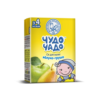 Сік Чудо-Чадо Яблучно-грушевий з м'якоттю і цукром 0,2 л (4820003687697)