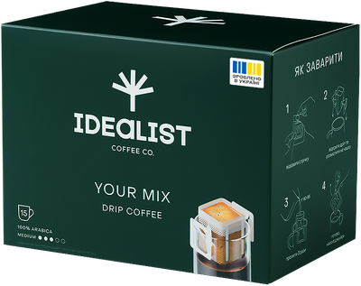 Кофе молотый Дрип-пакет Idealist Coffee Co Твой Микс 15 шт х 12 г (4820241120390)