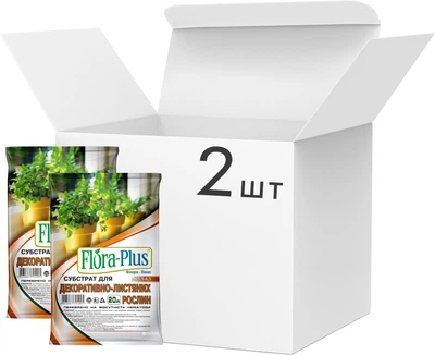 Торфяной субстрат Flora Plus для декоративно-лиственных 20 л 2 шт (2017112475)