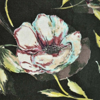 Велюр стрейч зеленый с цветами, ш.145 (17421.001)