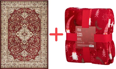 Набір Килим Karat Amina 27009/210 2x3 м + Плед Ardesto Flannel Червоний 160х200 см Гноми (98639672 + ART0111PB)