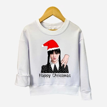 Детский свитшот новогодний для девочки Спиногрыз Wednesday Happy Christmas 10-00818 116-122 см Белый (ROZ6501097953)