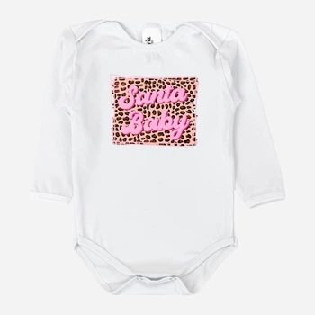 Детское новогоднее боди для новорожденных девочек Спиногрыз Santa baby леопард 10-00836 74 см Белое (ROZ6501098059)