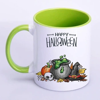 Чашка з друком "Happy Helloween №3" (колір салатовий) (20999)