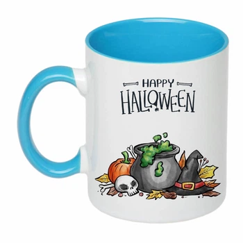 Чашка з друком "Happy Helloween №3" (колір блакитний) (20998)