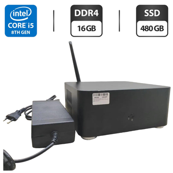 Неттоп Inter-Tech ITX USFF / Intel Core i5-8400 (6 ядер по 2.8 - 4.0 GHz) / 16 GB DDR4 / 480 GB SSD / Intel UHD Graphics 630 / Wi-Fi б/у