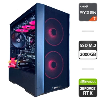Сборка под заказ: игровой ПК Lian Li LanCool 216 RGB Black Tower / AMD Ryzen 7 7700X (8 (16) ядер по 4.5 - 5.4 GHz) / 32 GB DDR5 / 2000 GB SSD M.2 / nVidia GeForce RTX 4070 Super, 12 GB GDDR6X, 192-bit / 850W