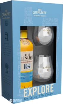 Віскі The Glenlivet Founder's Reserve 0.7 л 40% у подарунковій упаковці з 2-ма склянками (5000299609965)