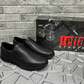 Чоловічі ортопедичні шкіряні туфлі Detta чорні 42
