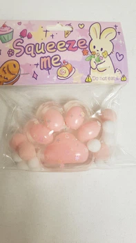 Игрушка-антистересс Kawaii Squishies Taba Сквиши Таба Лапка Котика прозрачная с нежно розовым