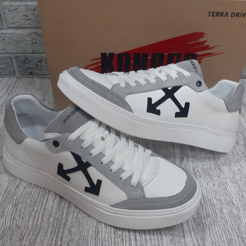 Кеды мужские кожаные Konors white grey 44