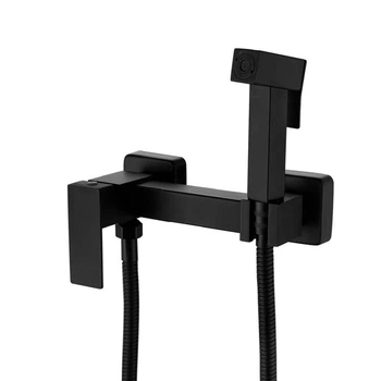 Гигиенический душ наружного монтажа Lidz Kubis 110 Black черный