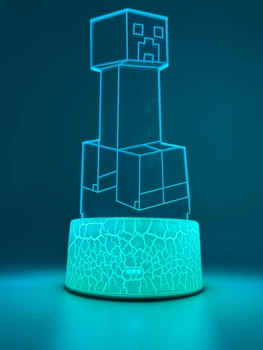 3D ночник Minecraft Крипер 7 цветов - светодиодный светильник Майнкрафт с сенсорным управлением (6257)