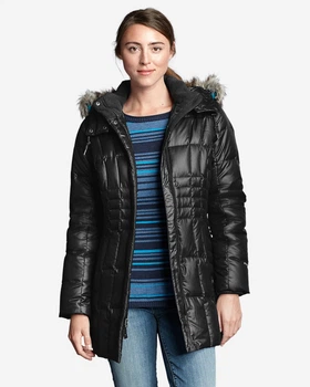 Пуховик женский - зимний пуховик EddieBauer EB0003W S/M Черный