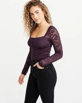Топ Abercrombie & Fitch AF5078W S Темно-фіолетовий