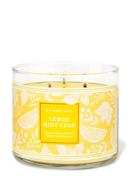 Свеча ароматическая Bath & Body Works LEMON MINT LEAF BBW0256W 411 г Желтый