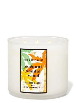 Свеча ароматическая Bath & Body Works COCONUT SANDALWOOD BBW0260W 411 г Молочный