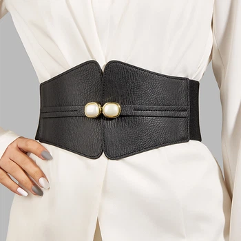 Широкий пояс з перлинками ремінь ремінець поясок Honey Fashion Accessories One Size чорний (16-8)