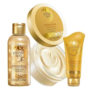 Доглядовий набір Avon Planet Spa "Сяйво золота" з 3 продуктів