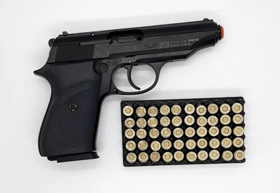 Стартовый пистолет SUR 2608 black (Walther PP) + Патрон холостой 9мм 50шт