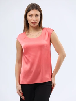 Атласна блуза без рукавів Cat Orange 1316 Коралова 52
