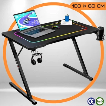 Геймерський Стіл для Комп'ютера 100 х 60 х 70 см з Вирізом HUZARO HERO 1.8 Black Комп'ютерний Ігровий
