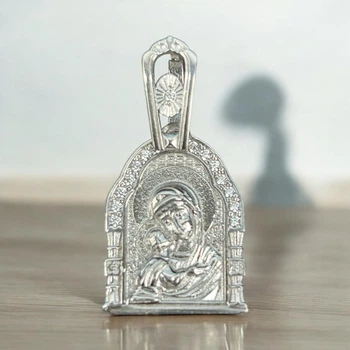 Ладанка серебряная с фианитами Матерь Божья А231пр