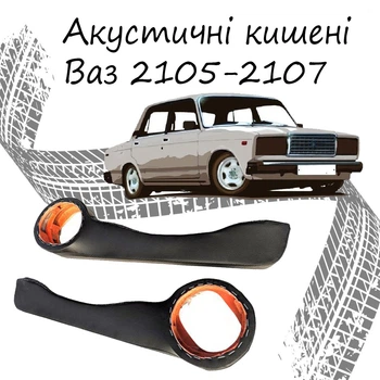 Акустические карманы поворотные Ваз 2105-2107 подиумы под динамики 16см кожзам черный