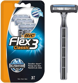 Набір бритв без змінних картриджів, 3 шт - BIC Flex 3 Classic 3шт (116999-72686)