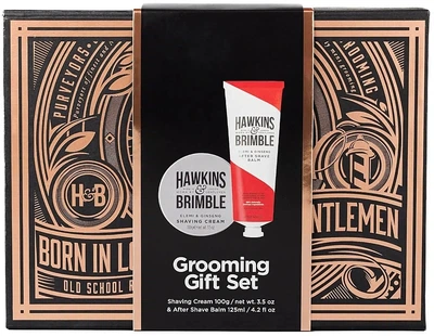 Подарочный набор для бритья - Hawkins & Brimble Shaving Gift Box (shaving/cr/100ml + ash/balm/125ml) (1296718-4717036)