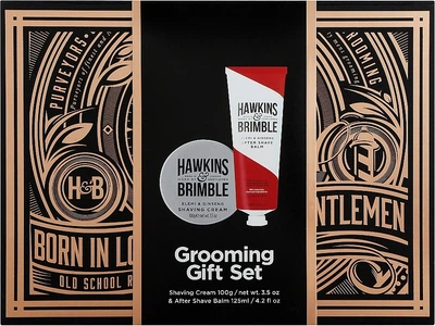 Подарунковий набір для гоління - Hawkins & Brimble Shaving Gift Box (shaving/cr/100ml + ash/balm/125ml) (1296718-4717036)