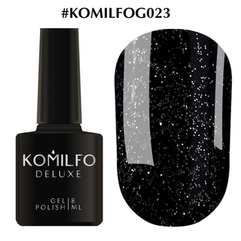 Гель-лак KOMILFO Deluxe Series №G023 (чорний, сріблястий мікроблиск) 8 мл