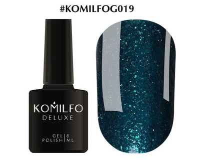Гель-лак KOMILFO Deluxe Series №G019 (темний смарагд з насиченими дрібними блискітками) 8 мл
