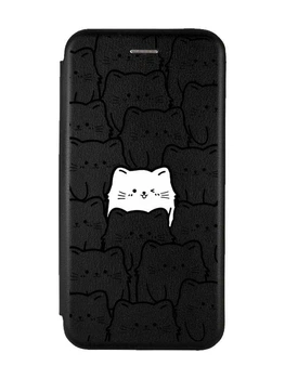 Чохол-книжка чорний з малюнком на Xiaomi Redmi 15 Котики (принт 392)