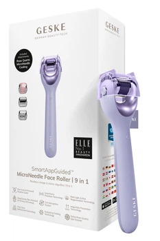 Электронный роллер для лица с микроиглами GESKE MicroNeedle Face Roller 9в1 purple