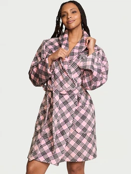 Халат Victoria's Secret Short Cozy Robe Pink Stripes XS\S Рожевий (26931142)