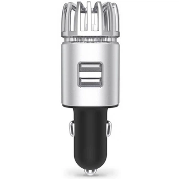 Ионизатор-Очиститель воздуха автомобильный + Зарядное устройство на 2 USB-порта Ion Dobra USB Steel (ID-6291S)