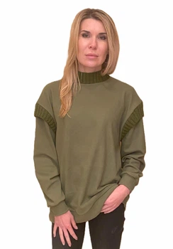 Світшот теплий з хендмейд дов’язами Capricious CAPS0083 L/XL Хакі