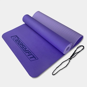 Коврик для йоги и фитнеса EasyFit TPE+TC 6 мм двухслойный сиреневый-светло сиреневый