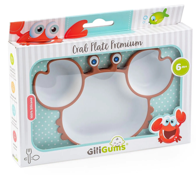 Дитяча нековзка тарілка Giligums Crab Plate Premium Коричнева (5904316150792)